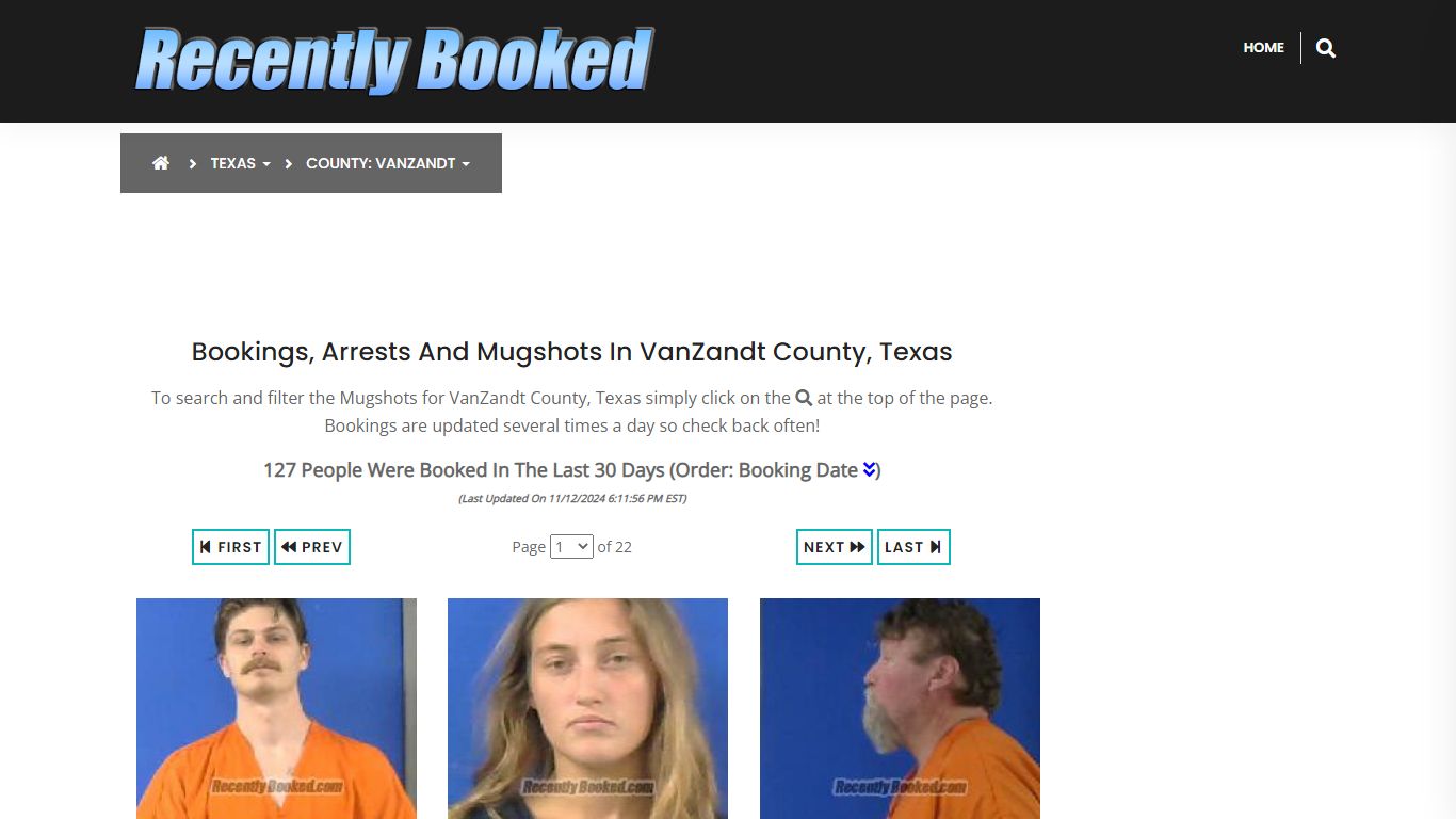 Bookings, Arrests and Mugshots in VanZandt County, Texas - Recently Booked